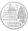 // 10 euró  900-as ezüst  Szlovákia  2010 // - 2008-ban a szlovákiai fatemplomokkal bővült az UNESCO örökség. Itt a római és görög katolikus  valamint a református egyház is átvette a helyiek faépítési hagyományát  és templomot emeltek fából. Ezek egyike