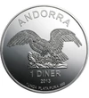 1 dínár, Sas, , , Ag 999, 31,1 g, Andorra, 2008-2023
