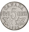 5 cent Juharlevél   Nickel 454 g Kanada 1922-1936