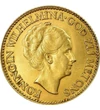  10 gulden, arany, Wilhelmina, idős, Hollandia