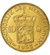  10 gulden arany Wilhelmina idős Hollandia