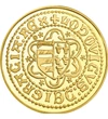 aranyforint utánveret Hat karéjban egyszer hasított címer Ag 333+Au 55 g Magyar Királyság eredeti érme: 1352-1360