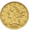  5 dollár, Liberty, Au, 1839-1908, USA