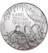 // 200 korona, Csehország, 2010 // - 2010-ben a Cseh Nemzeti Bank ezüst 200 korona kibocsátásában emlékezett meg Karel Zeman filmrendező születésének 100. évfordulójáról. Filmjeiből érezhető kisfiús kalandvágya, mely élete végéig jellemző volt rá. Rajongo