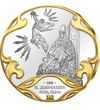// színarannyal díszített ezüstözött érem, A pápa álma a Szent Koronáról // A Szent Korona első dicsőségét az a legenda őrzi, hogy II. Szilveszter pápa az álmában megjelent Gábriel arkangyal sugallatára adta István királyunk küldötteinek az épp elkészült 