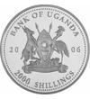 Leopárd, az erdők rettegett vadásza, 2000 shilling, festett, színezüsttel bevont, Uganda, 2006