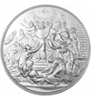 Keresztelőre köszöntő érem (katolikus) névre szóló ajándékkártyával, díszborítékban