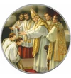 // Bérmálkodást köszöntő érem (katolikus) névre szóló ajándékkártyával, díszborítékban, színezett érem, díszborítékban //