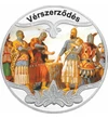// Vérszerződés, festett emlékérem, ezüstözött rézötvözet, ,  // A vérszerződés a magyarság első alapszerződése, melyet a hét vezér kötött Etelközben.