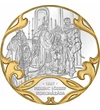 // színarannyal díszített ezüstözött érem, Ferenc József megkoronázása, Cu, ,  // FERENC JÓZSEF koronázása a Kiegyezés után, 1867-ben