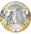 színarannyal díszített ezüstözött érem, Szent István koronázása 1000-ben