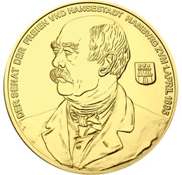 Otto von Bismarck arany emlékérem, Német Birodalom, 1895, utánveret