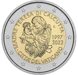 2 euró, Teréz anya kisgyerekkel, , CuNi, 8,52 g, Vatikán, 2022