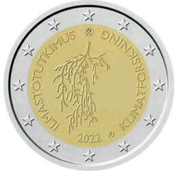 2 euró, Stilizált szakállas zuzmó, , CuNi, 8,52 g, Finnország, 2022