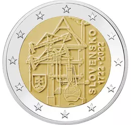 2 euró, Gőzgép, címer, , CuNi, 8,5 g, Szlovákia, 2022