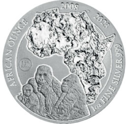 50 frank, Afrika térkép, gorillák, , Ag 999, 31,1 g, Ruanda, 2023