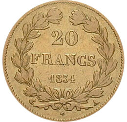  20 frank,I.Lajos Fülöp,1832-1848,ar, Franciaország