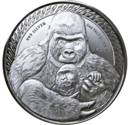 500 frank, Ezüsthátú gorilla, , Ag 999, 31,1 g, Kongó, 2023