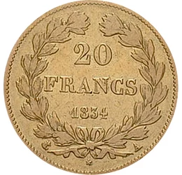  20 frank,I.Lajos Fülöp,1832-1848,ar, Franciaország