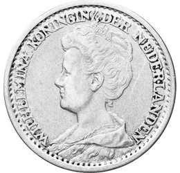  25 cent, Vilma királynő,Ag,1910-1925, Hollandia