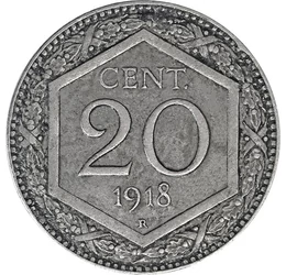 20 centesimi, Névérték, , CuNi, 4 g, Olaszország, 1918