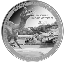 20 frank, Dinoszaurusz ábrázolás, , Ag 9999, 31,1 g, Kongó, 2024