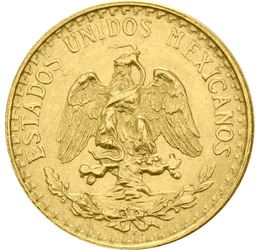  2 peso, Címer, arany, 1919-1948, Mexikó