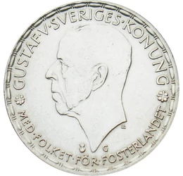1 korona, V. Gusztáv, Ag 400, 7 g, Svédország, 1942-1950