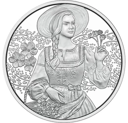 10 euró, Népviseletes lány virágokkal, Ag 925, 15,55 g, Ausztria, 2025