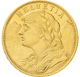 Svájc + arany = biztonság, 20 frank, arany, Svájc, 1883-1949
