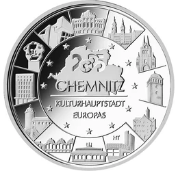 20 euró, Chemnitz épületei, Ag 925, 18 g, Németország, 2025
