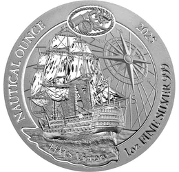 50 frank, HMS Victory, iránytű, , Ag 999, 31,1 g, Ruanda, 2025