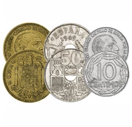 A spanyolok Vezére, 10, 50 centimo, 1, 2,5, 5 peseta, Spanyolország, 1949-1963