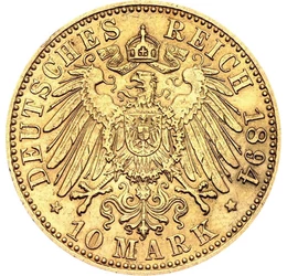 Az első világháború kirobbantója, 10 márka, arany, Német Birodalom, 1890-1912