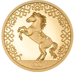 2026 a Ló éve lesz, 1000 tugrik, arany, Mongólia, 2026