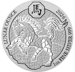 2026 a Ló éve lesz, 50 frank, ezüst, Ruanda, 2026