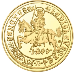 arany guldiner utánveret, Szent László lovas alakja, , Ag 333, 5,5 g, Magyar Királyság, 1499