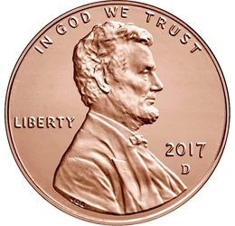 1 cent, Abraham Lincoln, 2017, USA