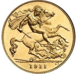  1 sov., arany, V.György, 1911-31, Nagy-Britannia