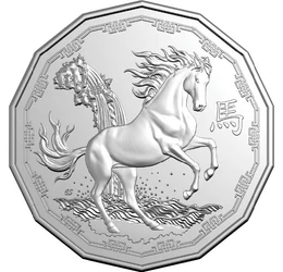0,5 dollar, Ló éve, ágaskodó lő, vízesés, CuNi, 15,37 g, Ausztrália, 2026