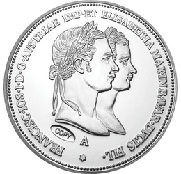 Eljegyzési érme, remek császári reklámfogás, 1 gulden utánveret, Osztrák-Magyar Monarchia, 1854