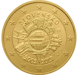  2 euró, Jubileum, aranyozott, 2012, Szlovákia