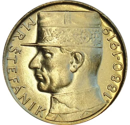 Aranyozott államalapító, 10 korona, Csehszlovák Szövetségi Köztársaság, 1991-1993