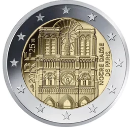 2 euró, Notre Dame homlokzata, , CuNi, 8,52 g, Franciaország, 2025