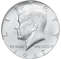 Kennedy elnök félpénze, 1/2 dollár, ezüst, USA, 1965-1970