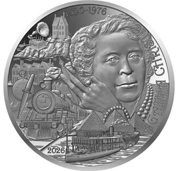 20 euró, Agatha Christie, mozdony, gűzhajó, házak, Ag 999, 31,1 g, Franciaország, 2026
