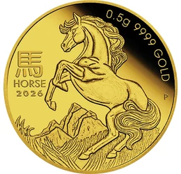 2 dollár, Ágaskodó ló, , finomság, Au 9999, 0,5 g, Ausztrália, 2026