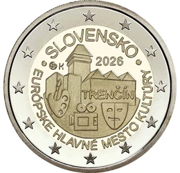 2 euró, Trencsény vára paletta kamera maszk , CuNi, 8,52 g, Szlovákia, 2026