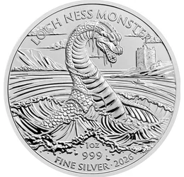 2 font, Loch Ness-i szörny, , finomság, Ag 999, 31,1 g, Nagy-Britannia, 2026