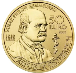 50 euró, Semmelweis Ignác, , , Au 986, 10,14 g, Ausztria, 2008